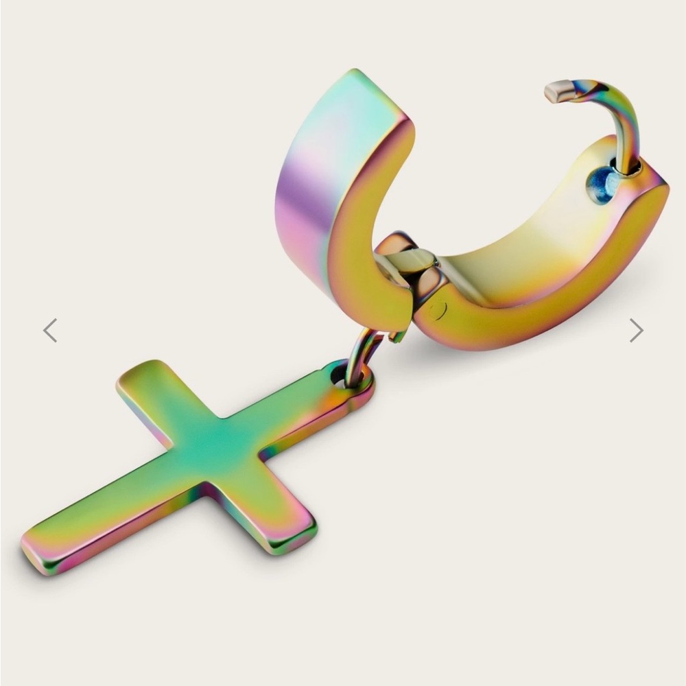 Black Cross Dangle Earring - Picture 5 of 5